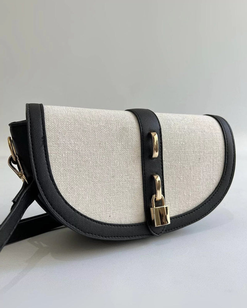 Define Linen Cross Body Bag - Black Handbags  - Sowears