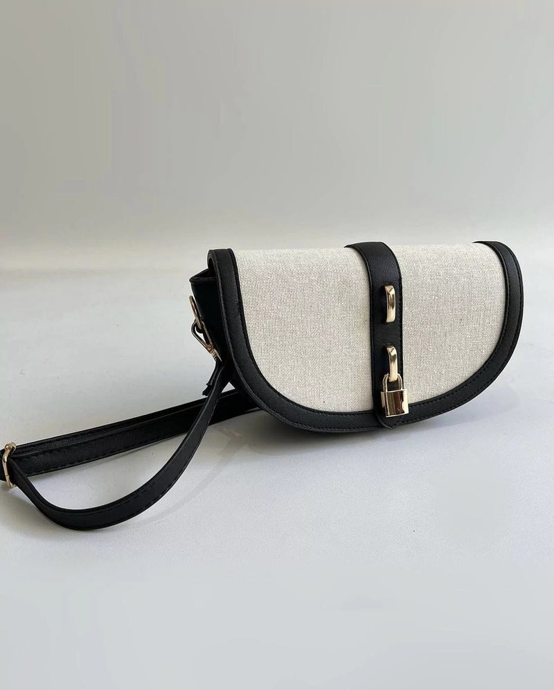 Define Linen Cross Body Bag - Black Handbags  - Sowears