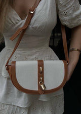 Define Linen Cross Body Bag - Brown Handbags  - Sowears
