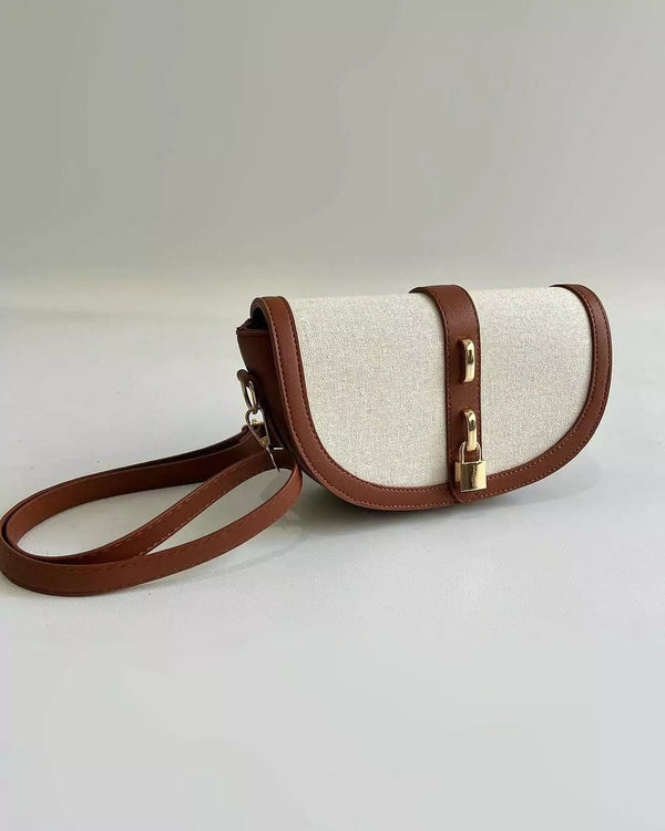 Define Linen Cross Body Bag - Brown Handbags  - Sowears