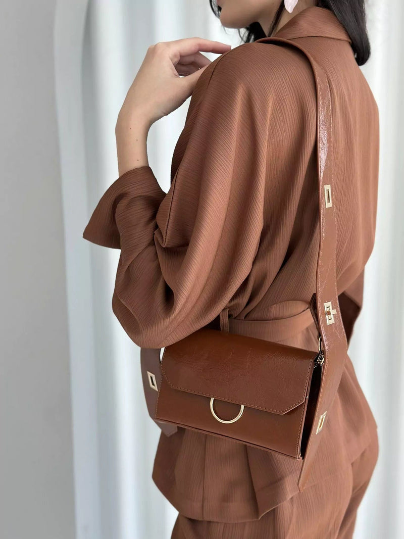 Marrie Shoulder Strap Bag - Brown Handbags  - Sowears