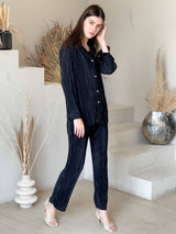 Beca Pleated Co Ord Set In Black Jumpsuits & Rompers  - Sowears