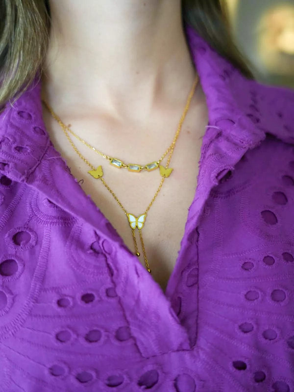 Butterfly Tiered Necklace Necklaces  - Sowears