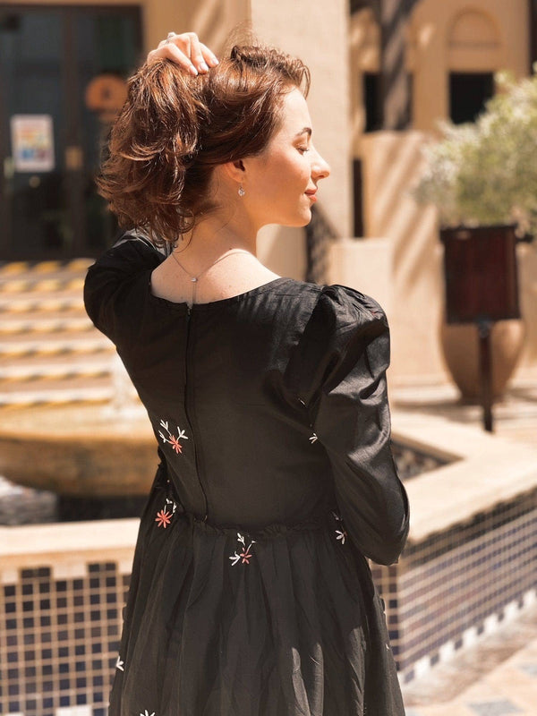 Nova Black Embroidered Dress SoWears