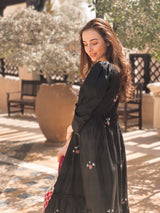 Nova Black Embroidered Dress  - Sowears