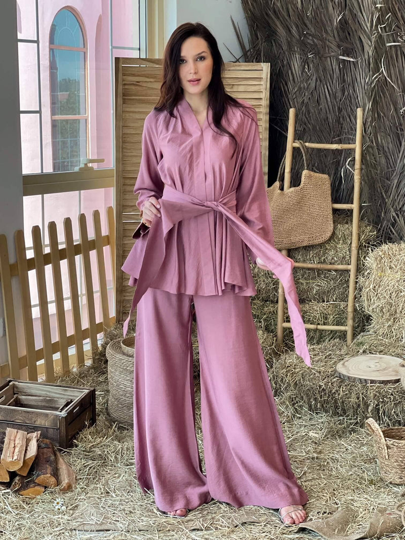 Beauty Co Ord Set In Mauve Outfit Sets  - Sowears