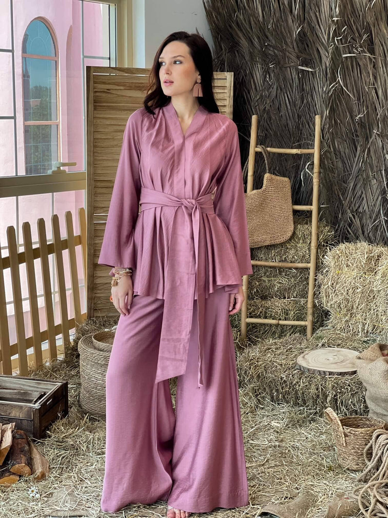 Beauty Co Ord Set In Mauve Outfit Sets  - Sowears