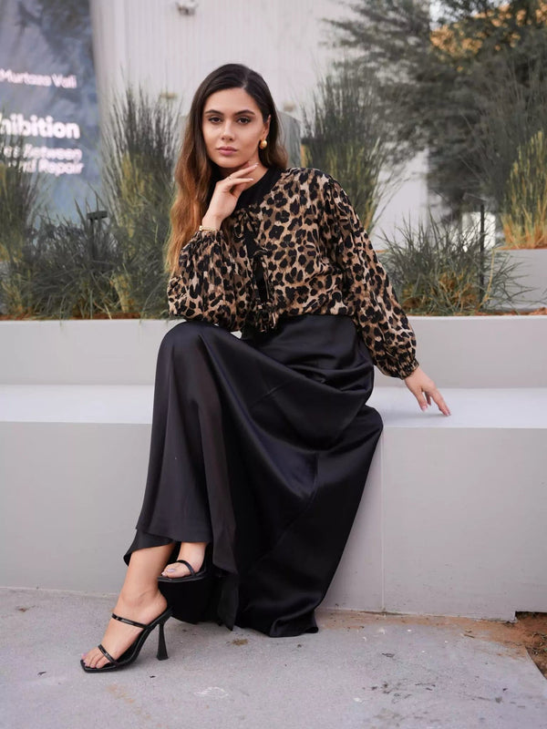 Black Silk Seamless Skirt - Main Image