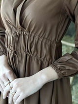Bronie Cotton Dress - Brown Outfit Sets  - Sowears
