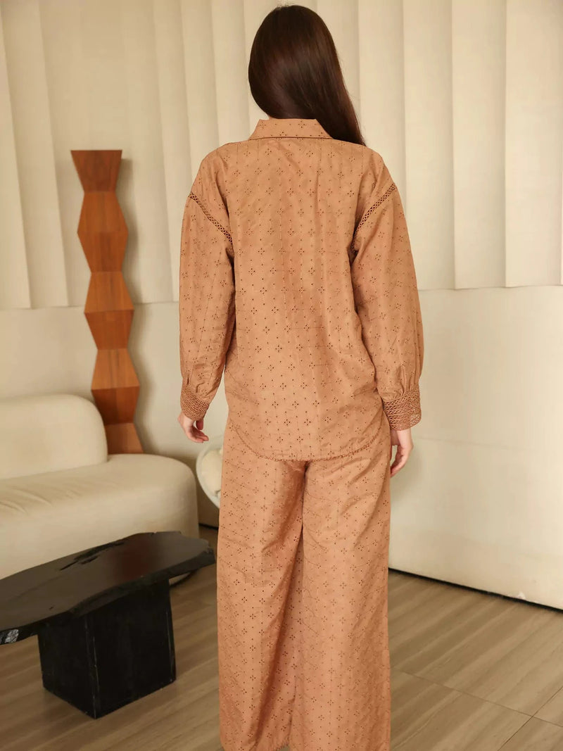 Brunelle Cut Work Embroidered Co Ord Set Outfit Sets  - Sowears