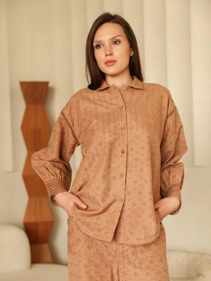 Brunelle Cut Work Embroidered Co Ord Set Outfit Sets  - Sowears