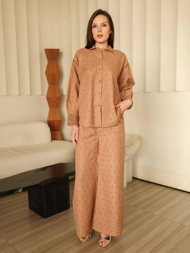Brunelle Cut Work Embroidered Co Ord Set Outfit Sets  - Sowears