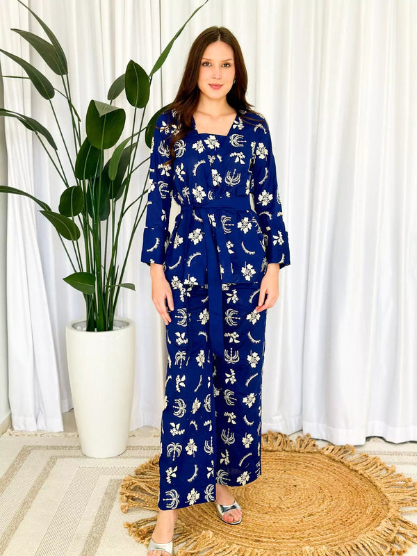 Halite Embroidered Co Ord Set - Blue Outfit Sets  - Sowears