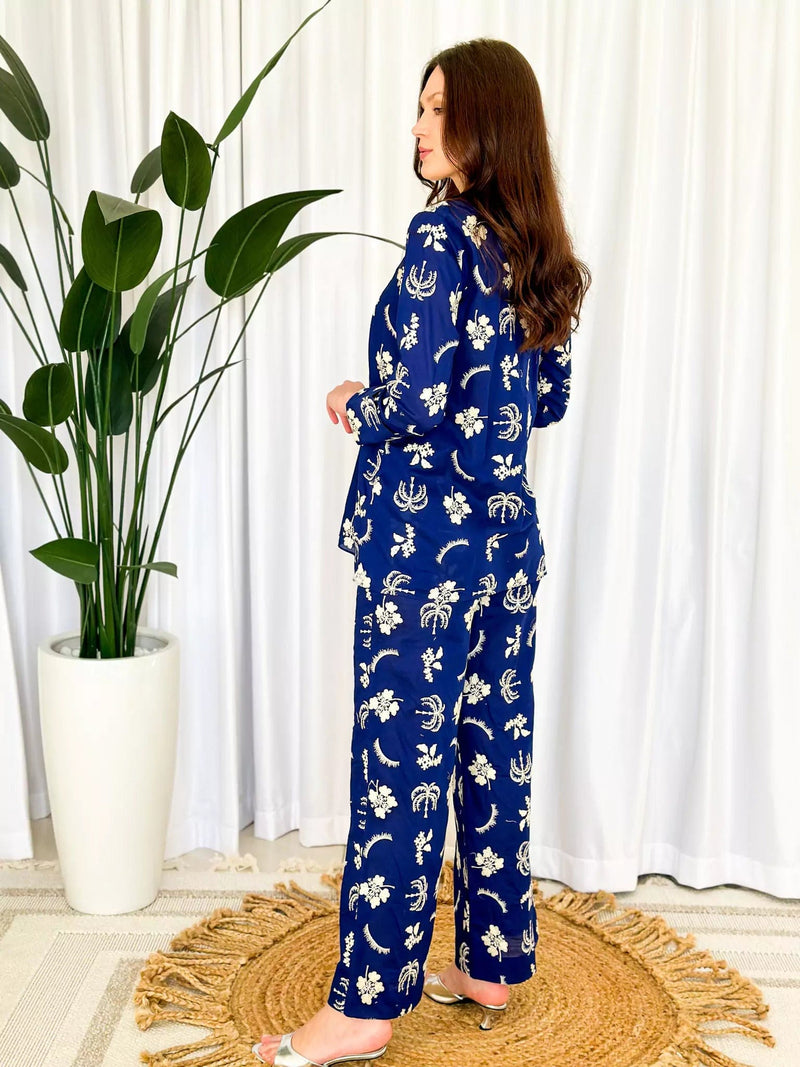 Halite Embroidered Co Ord Set - Blue Outfit Sets  - Sowears