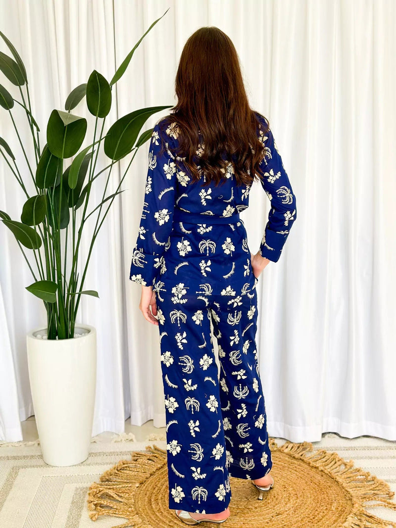 Halite Embroidered Co Ord Set - Blue Outfit Sets  - Sowears