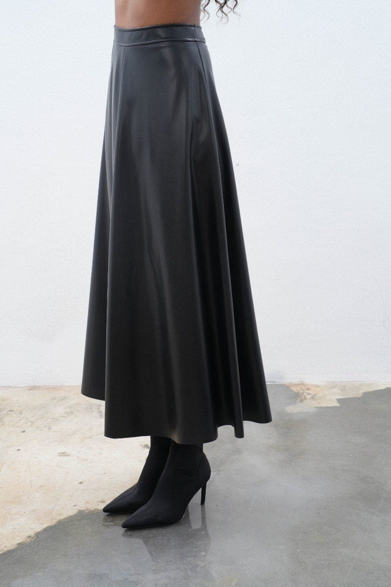 Leather Skirt In Black Outfit Sets  - Sowears