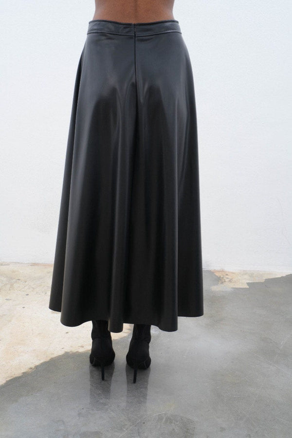 Leather Skirt In Black Outfit Sets  - Sowears