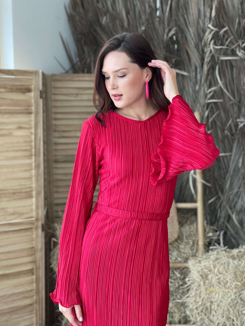 Lennon Pleated Bodycon Dress Rose Outfit Sets  - Sowears