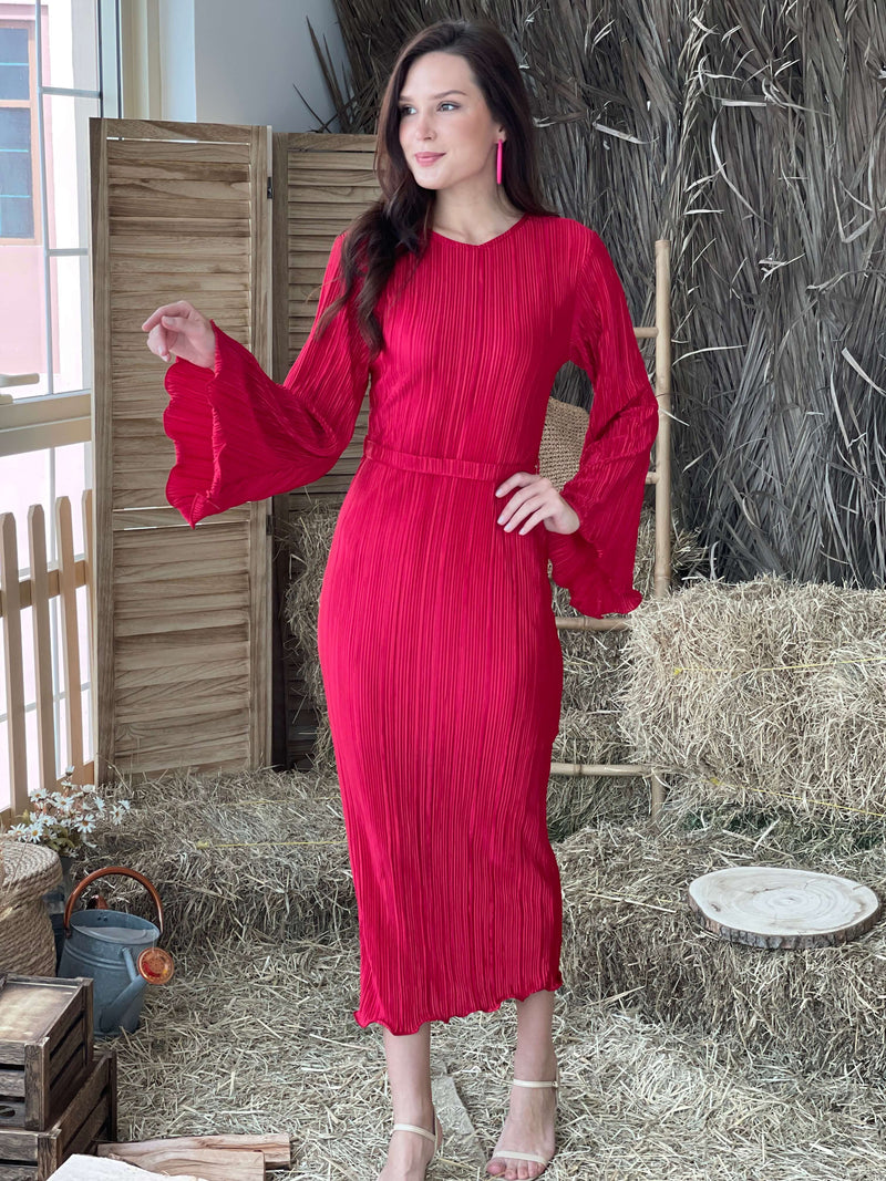 Lennon Pleated Bodycon Dress Rose Outfit Sets  - Sowears