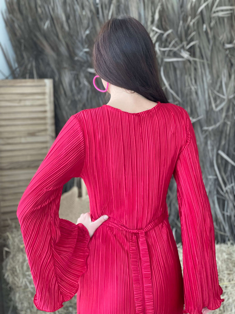 Lennon Pleated Bodycon Dress Rose Outfit Sets  - Sowears