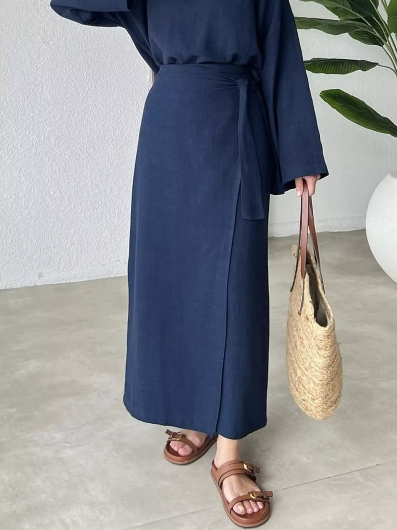 Liam Knot Linen Skirt Outfit Sets  - Sowears