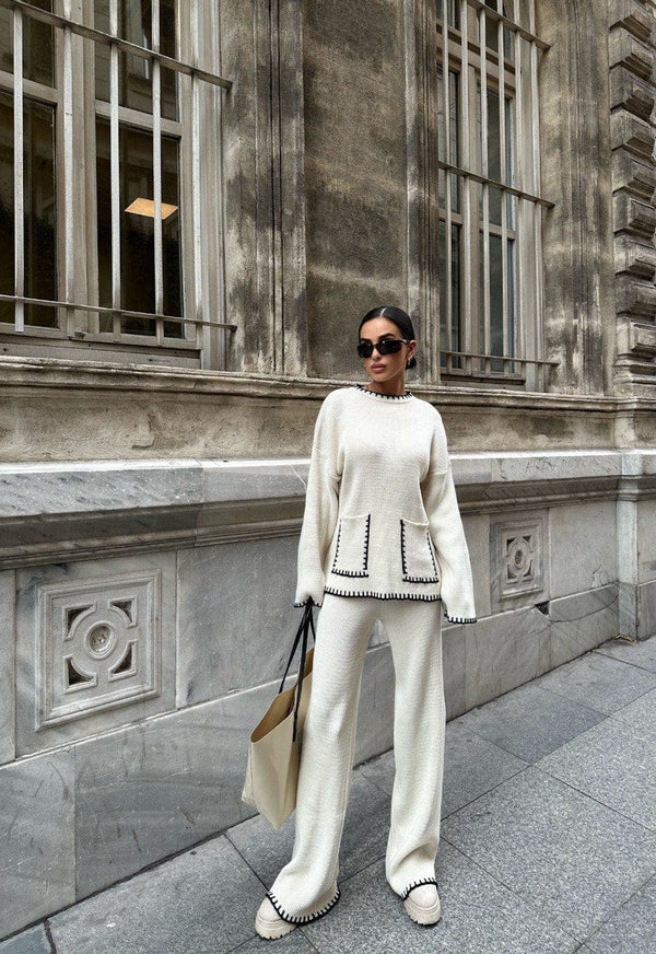 Knitted Sweater Co Ord Sweater Set Kvetoo Women Winter Lounge Co