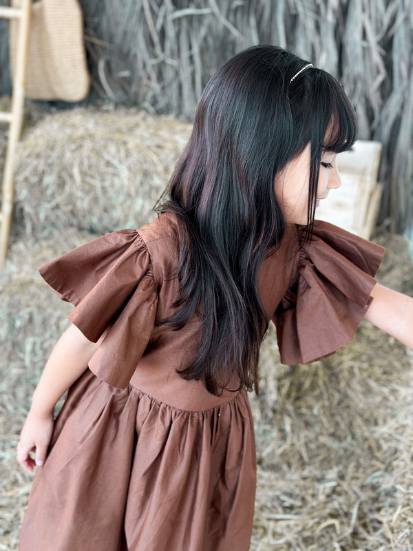 Mini Bronie Cotton Dress - Brown Outfit Sets  - Sowears