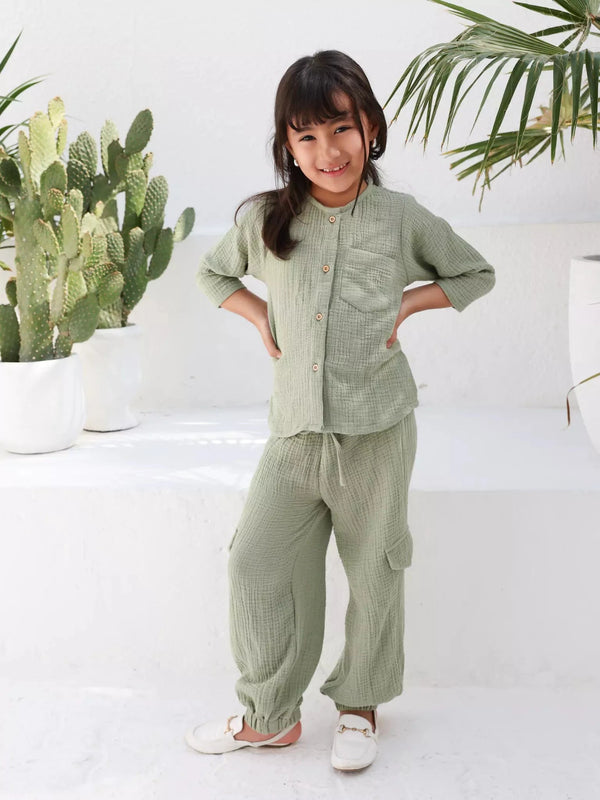 Mini Ophelia Green Co Ord Set Outfit Sets  - Sowears
