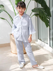 Mini Usafa Blue Muslin Co Ord Set