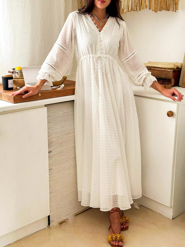 Ocean Oasis White Long Dress Outfit Sets  - Sowears