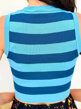 Blue Stripe Tank Top Outfit Sets ONE SIZE  - Sowears