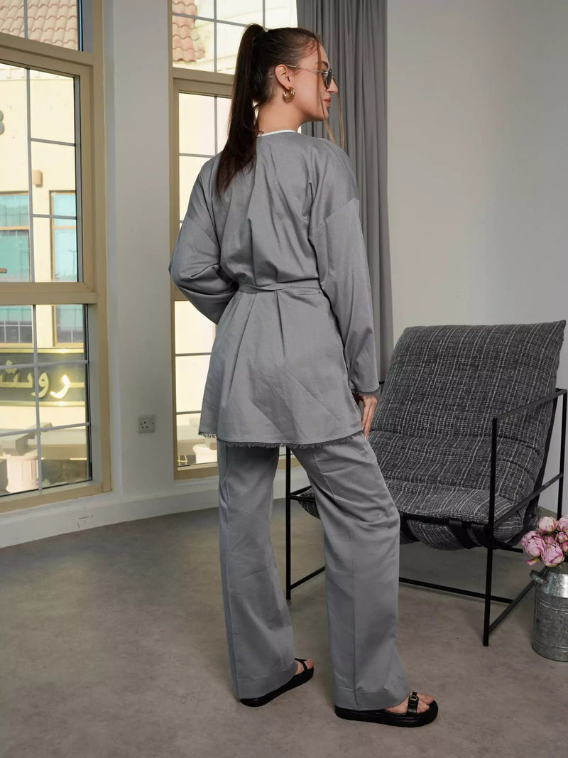 Pebble Grey Co Ord Set Outfit Sets  - Sowears