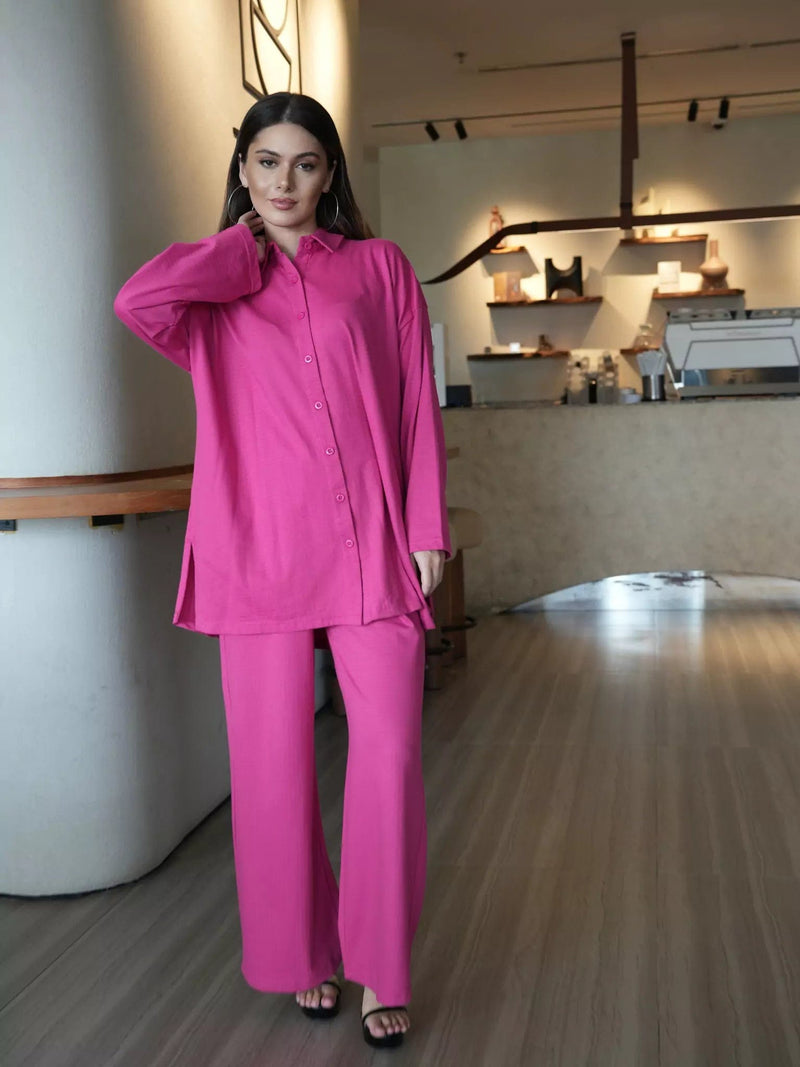 Pink Knit Co Ord Set Outfit Sets  - Sowears