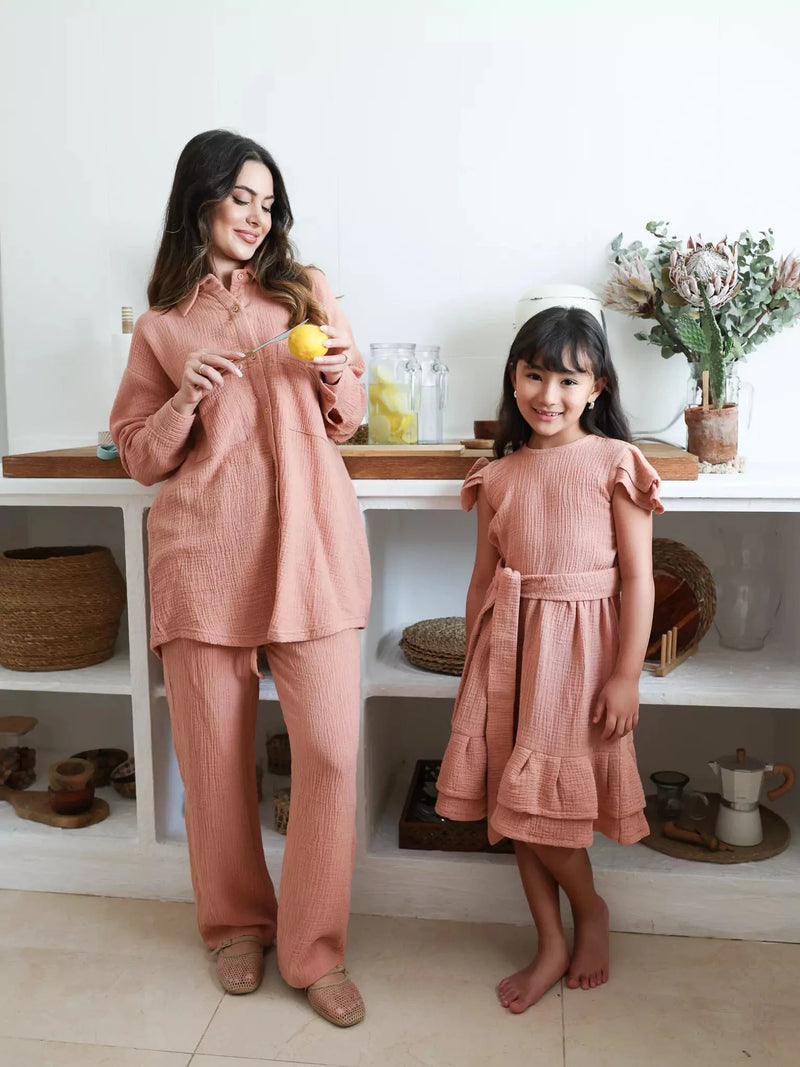 Sloane Pastel Pink Muslin Co Ord Set Outfit Sets  - Sowears