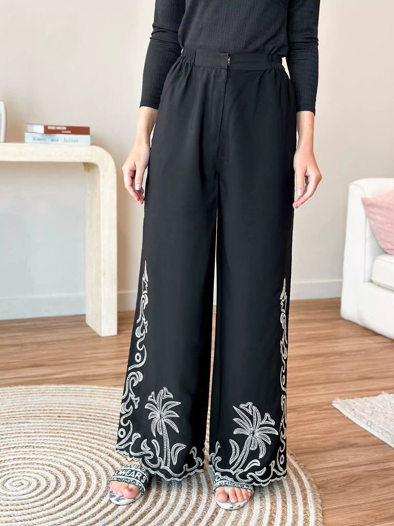 Coconut Embroidered Pants pants  - Sowears