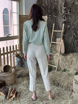 Trending Solid Pants - Cream Beige pants  - Sowears