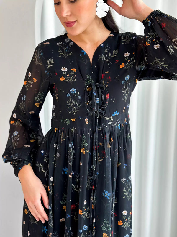 Lazarus Printed Black Floral Dress shirts  - Sowears