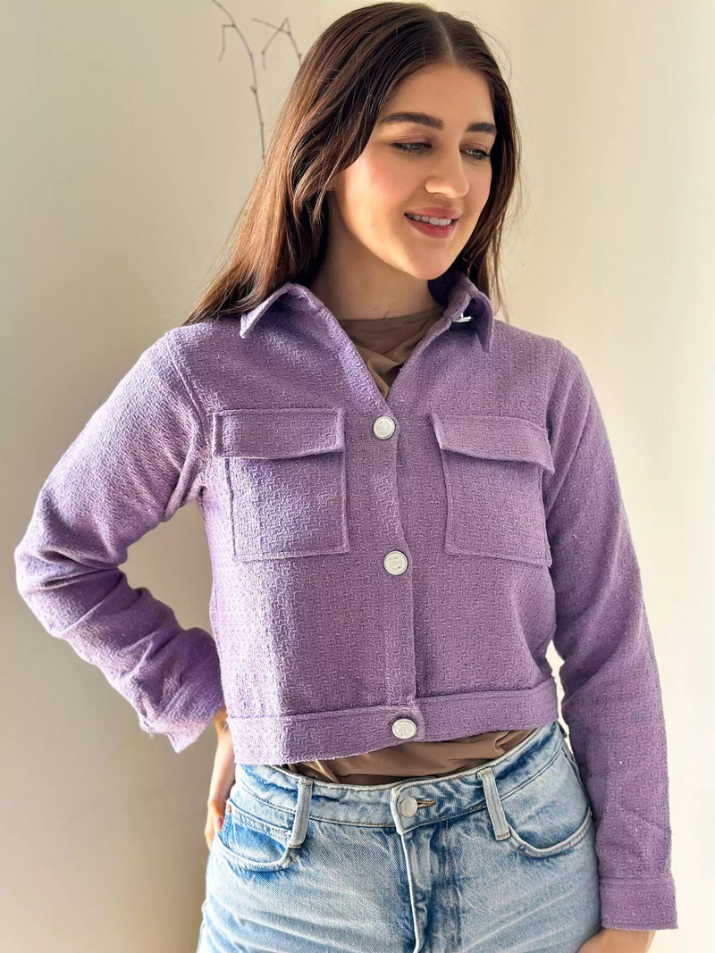 Purple tweed jacket womens best sale