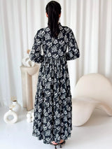 Ruby Radiance Black Floral Dress shirts  - Sowears