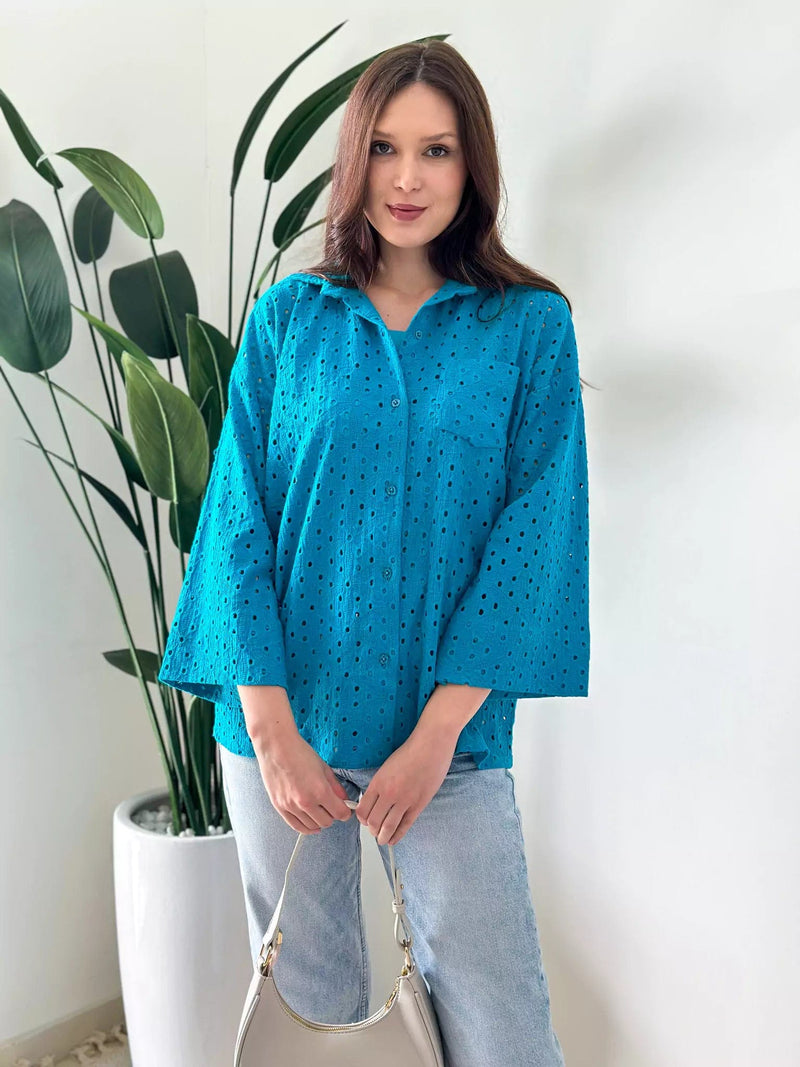 Tealicious Cutwork Shirt With Inner shirts  - Sowears