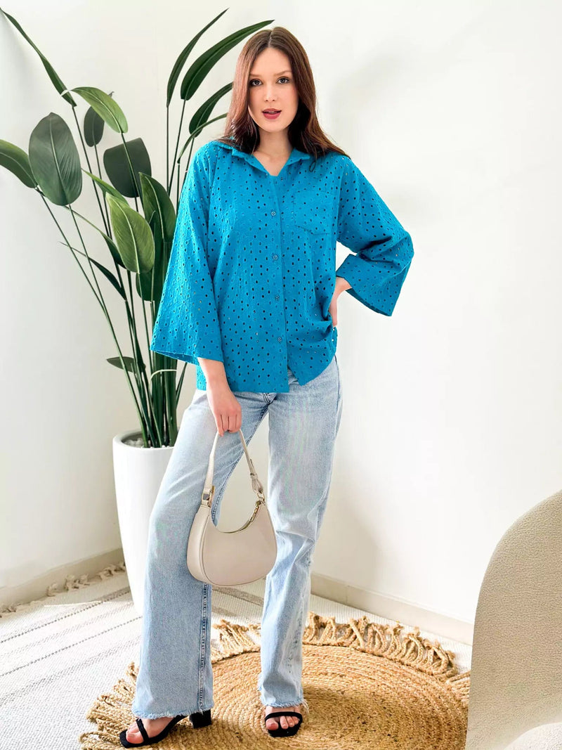 Tealicious Cutwork Shirt With Inner shirts  - Sowears