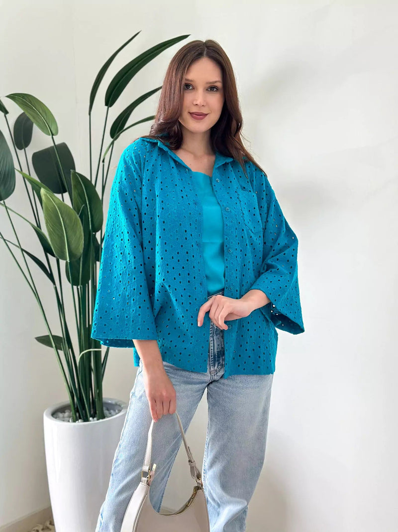 Tealicious Cutwork Shirt With Inner shirts  - Sowears