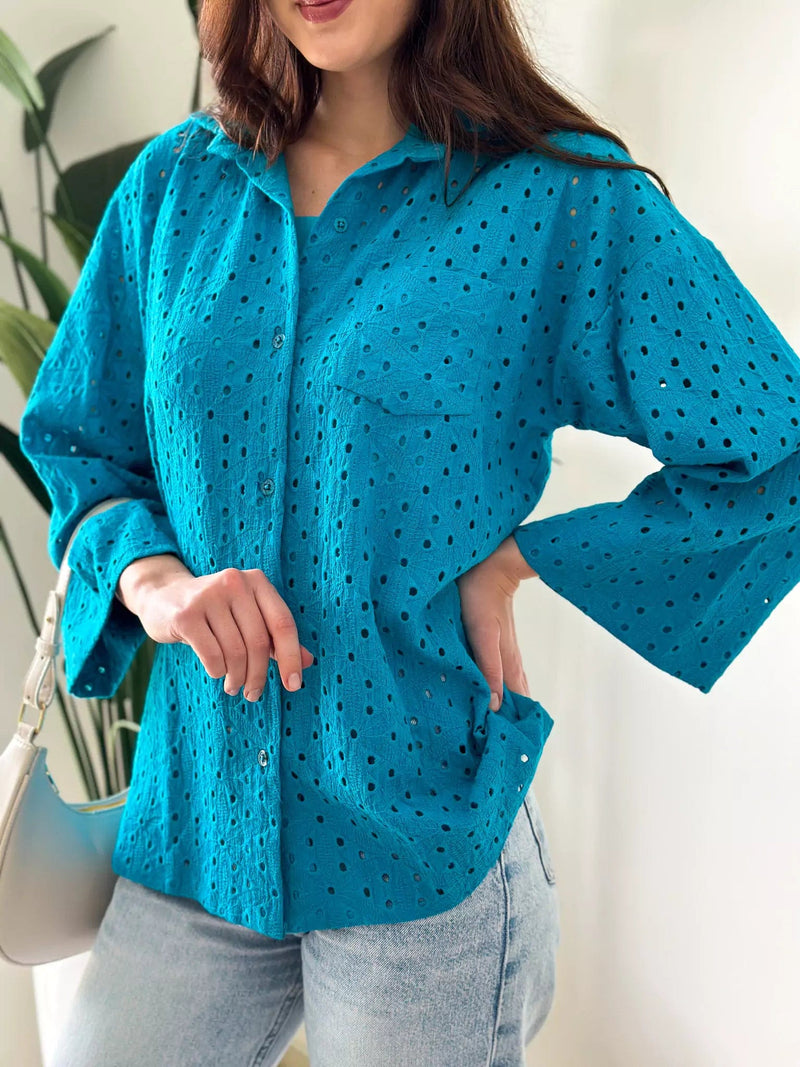 Tealicious Cutwork Shirt With Inner shirts  - Sowears