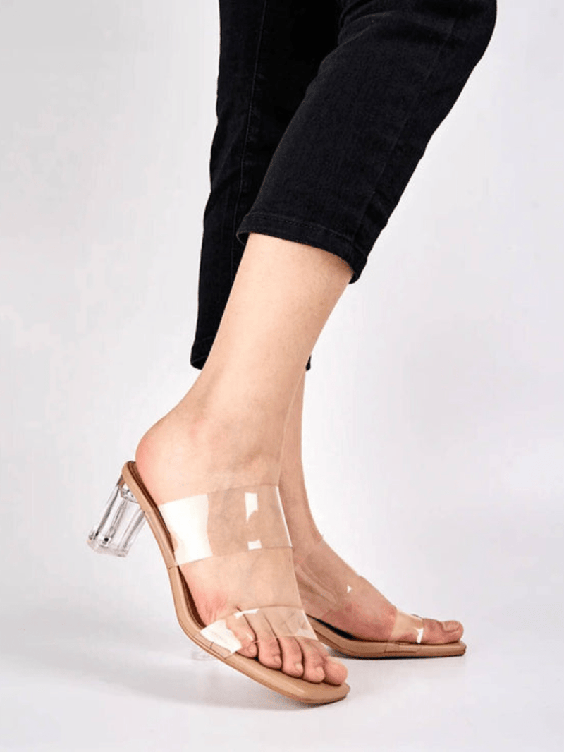 Transparent top pumps shoes