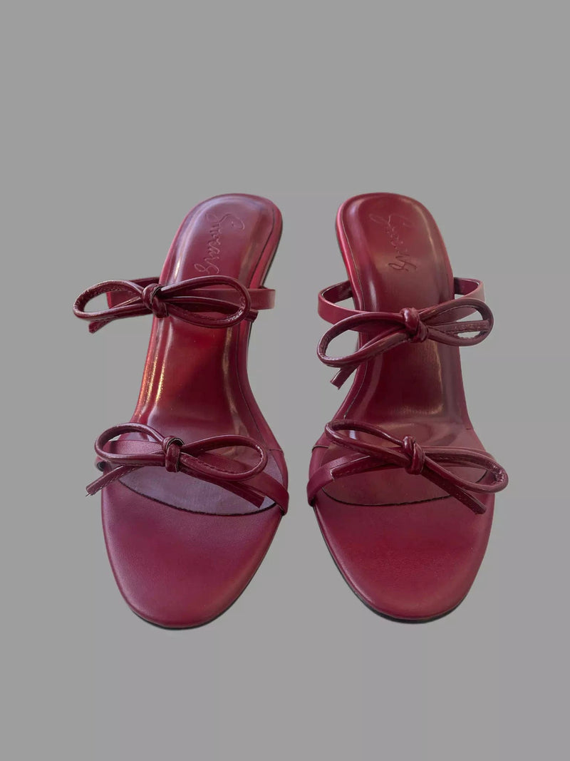 Bow Struck Maroon Heels shoes  - Sowears