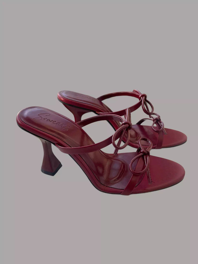 Bow Struck Maroon Heels shoes  - Sowears