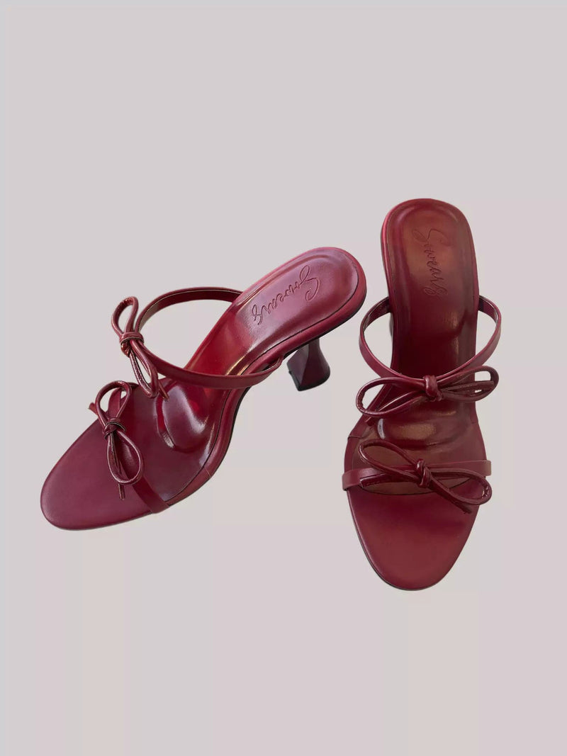 Bow Struck Maroon Heels shoes  - Sowears