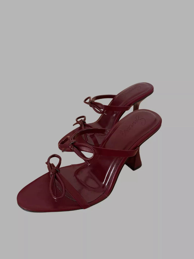 Bow Struck Maroon Heels shoes  - Sowears