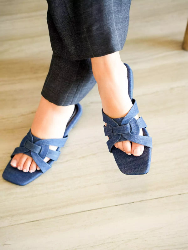 Crossy Denim Flats Shoes  - Sowears