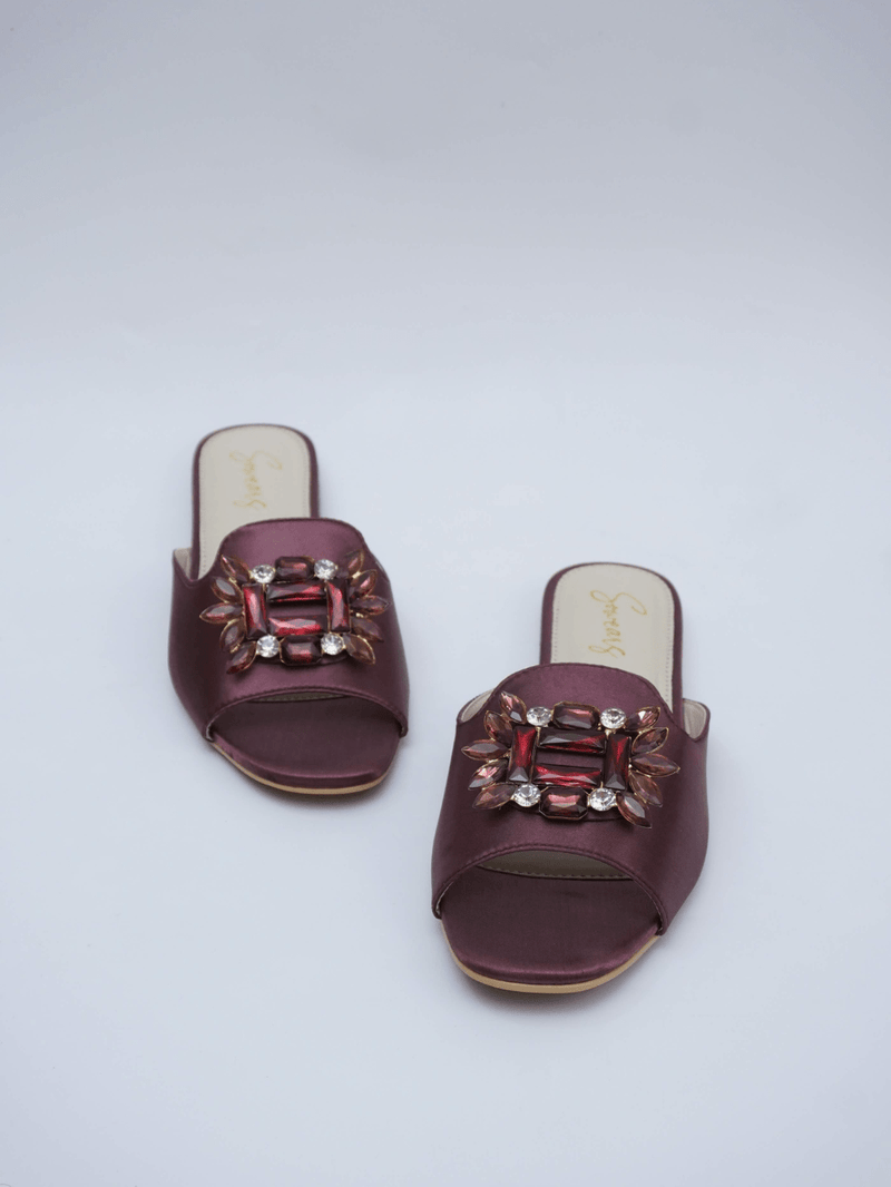 Dainty Stone Flats- Dark Purple Shoes  - Sowears